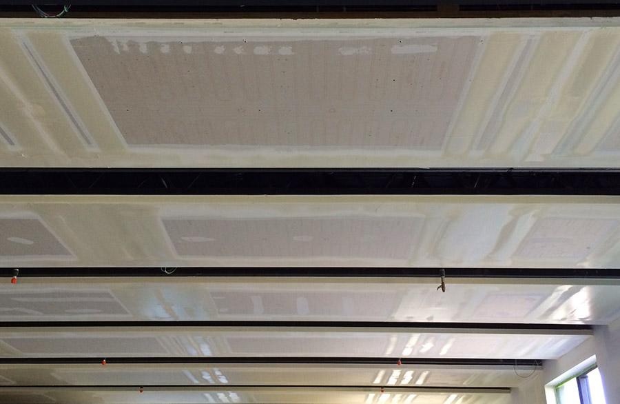 Spectacular radiant ceiling cloud with Ray Magic cooling and heating panels