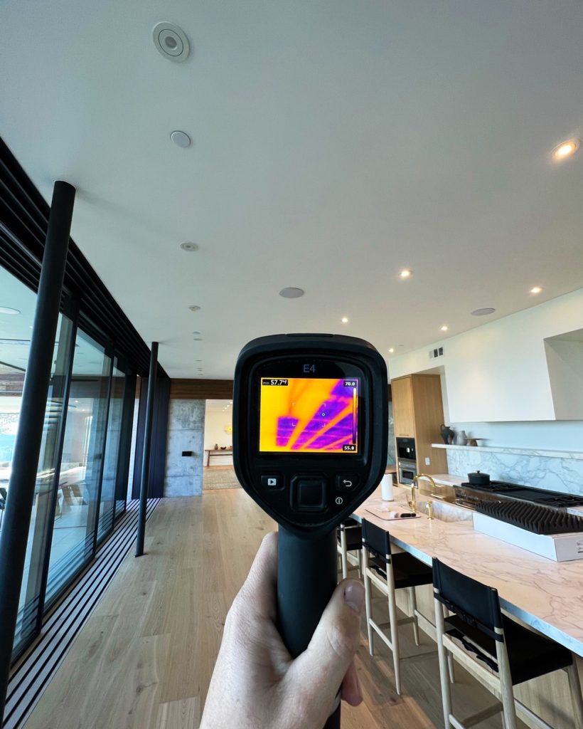 Heating and cooling via a radiant ceiling.