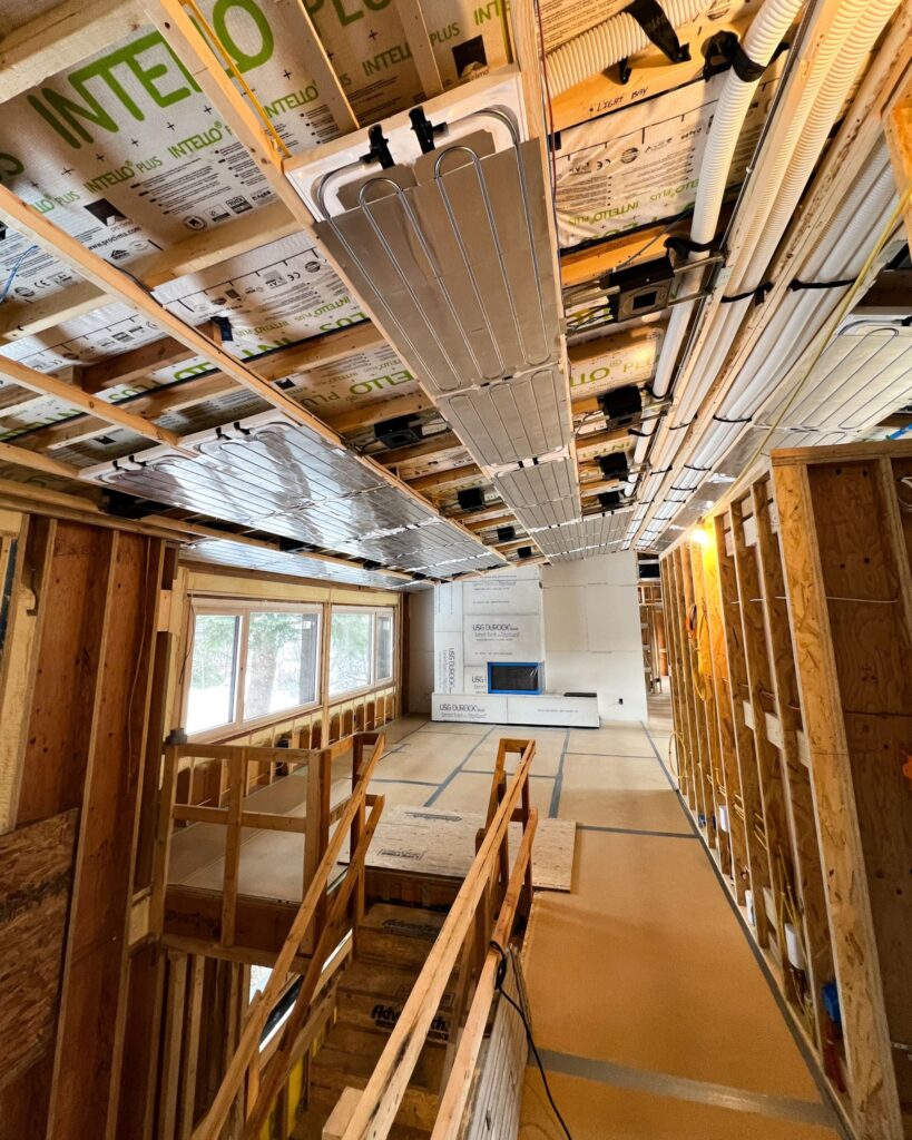Messana Ray Magic® radiant ceiling panels installed alongside Zehnder ERV system.