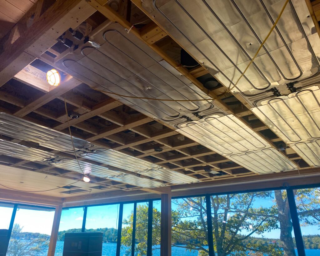 Hydronic Ray Magic® radiant ceiling for radiant heating and radiant cooling. Radiant cooling made possible by mSense room comfort sensors and Messana Controls.