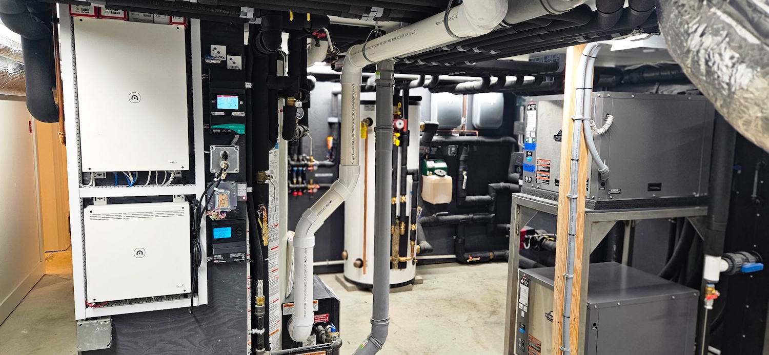 Messana Controls in hydronic system mechanical room.